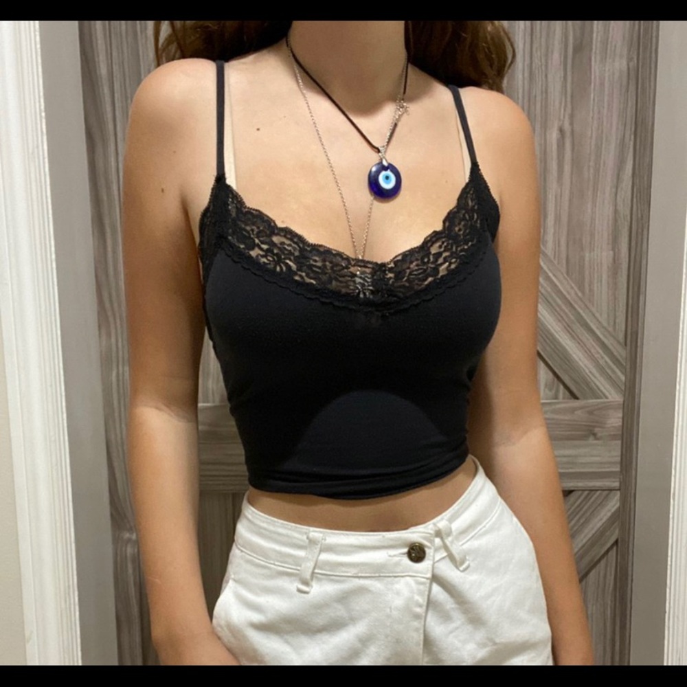 vintage y2k lace black tank